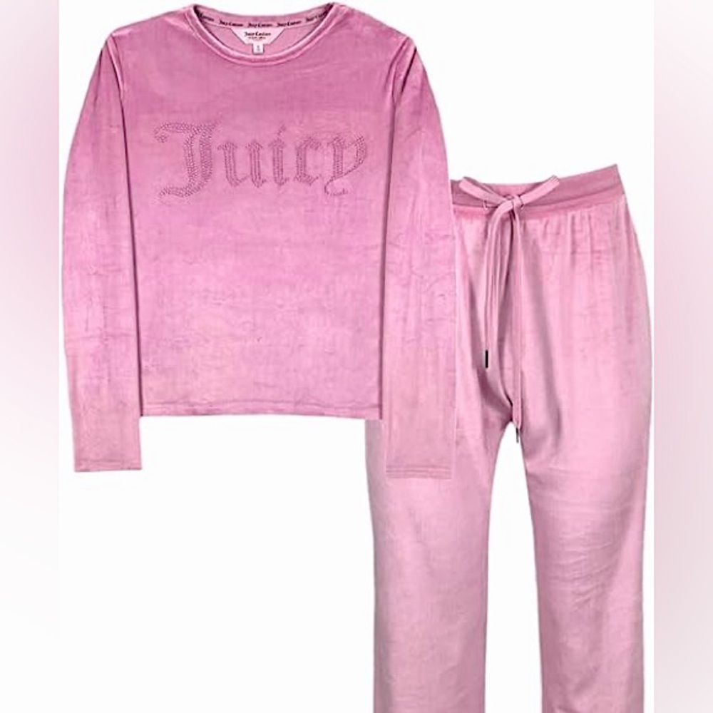 Juicy Couture Velvet Fleece Two Piece Pajama Set